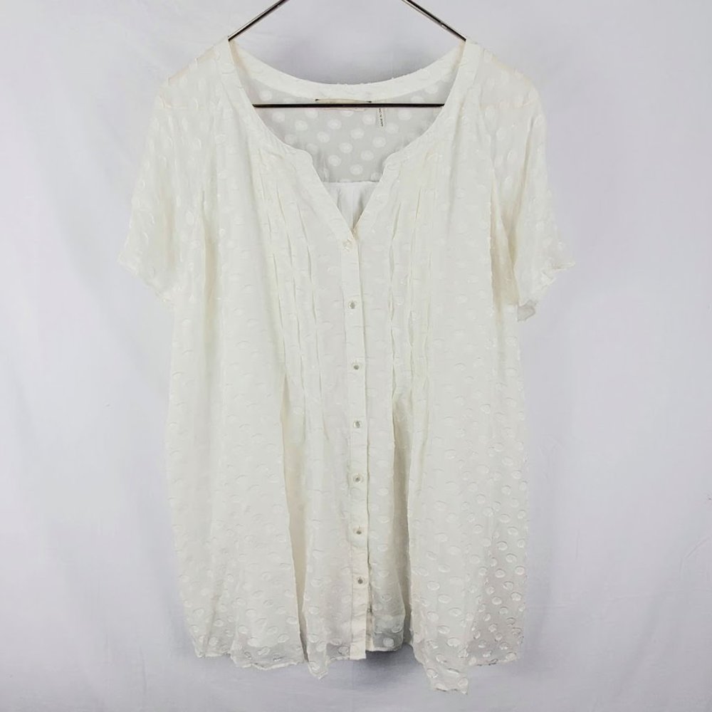 Soft Surroundings Polka Dot Silk Layered Blouse Plus Size 1X Ivory